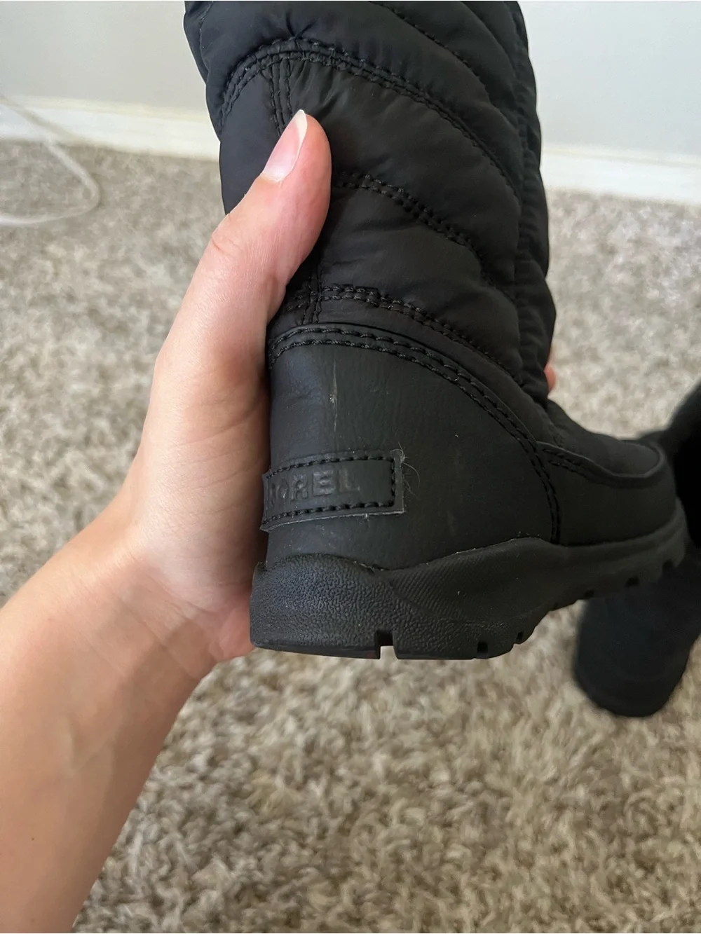 Sorel Black Quilted Slip-On Winter Boots in Black Children Size 11 NWOT